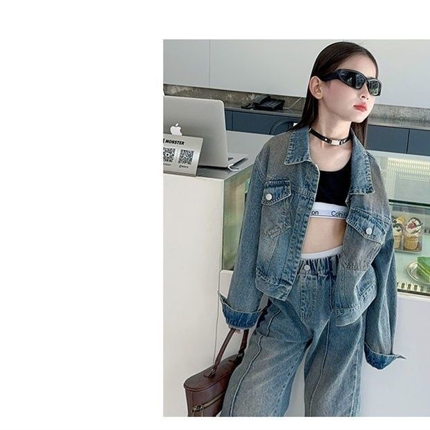 Mädchen Jeans Set Zweiteiliges Freizeitoutfit Für Den Frühling_voghion.com