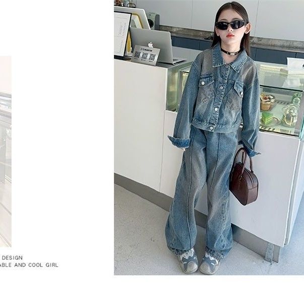 Mädchen Jeans Set Zweiteiliges Freizeitoutfit Für Den Frühling_voghion.com