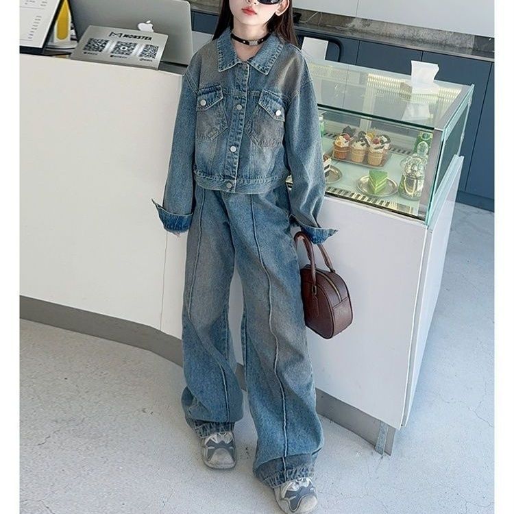 Mädchen Jeans Set Zweiteiliges Freizeitoutfit Für Den Frühling_voghion.com