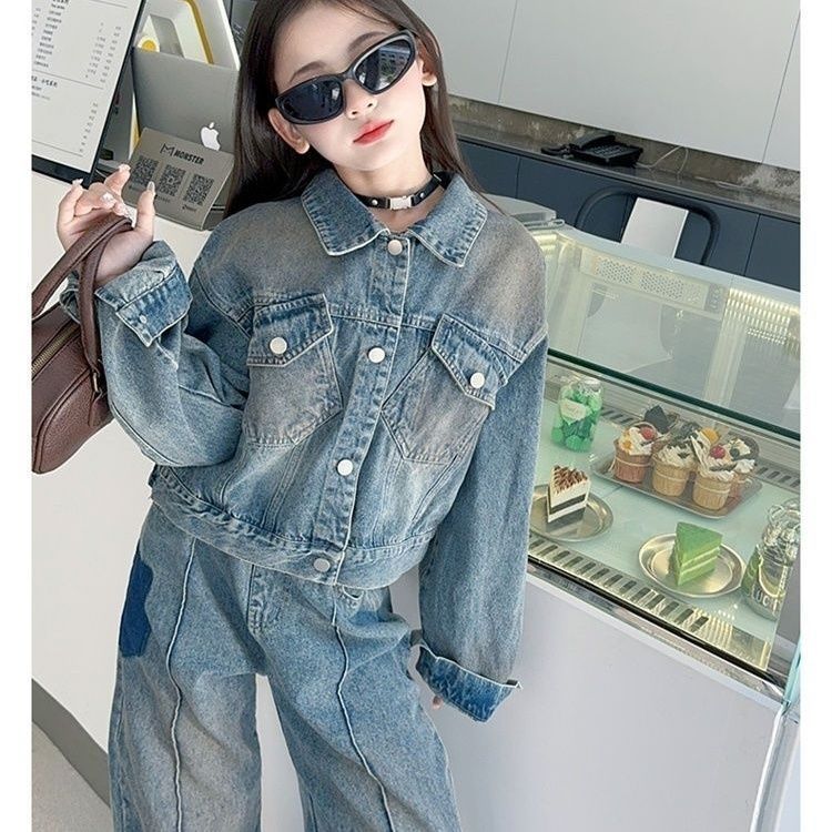 Mädchen Jeans Set Zweiteiliges Freizeitoutfit Für Den Frühling_voghion.com