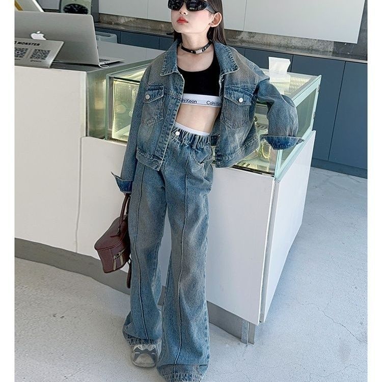 Mädchen Jeans Set Zweiteiliges Freizeitoutfit Für Den Frühling_voghion.com