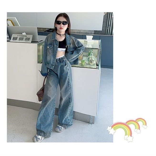 Mädchen Jeans Set Zweiteiliges Freizeitoutfit Für Den Frühling_voghion.com