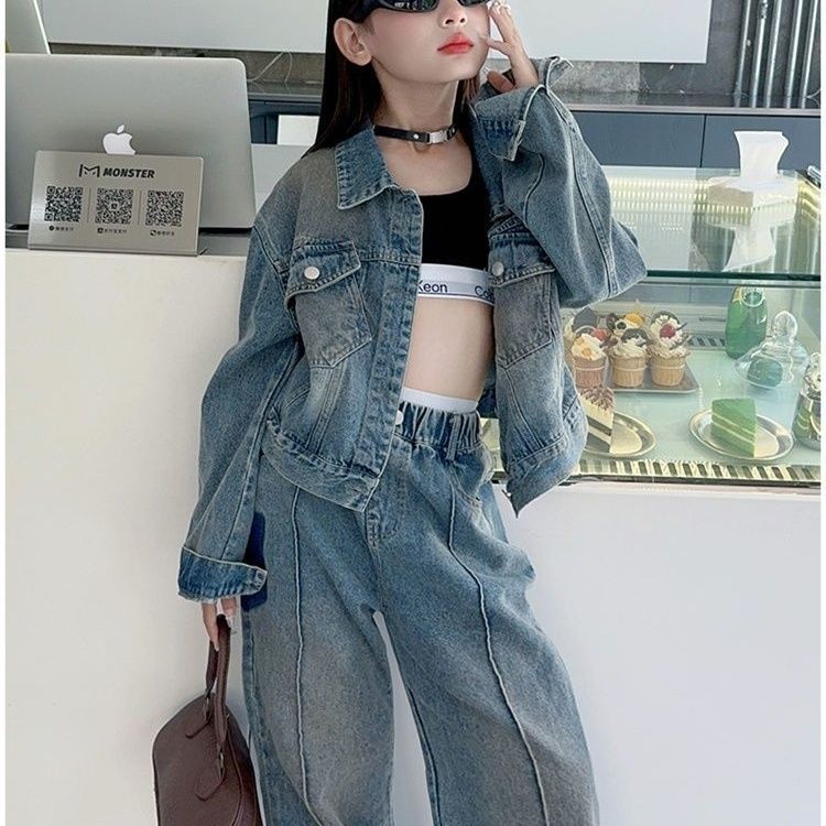 Mädchen Jeans Set Zweiteiliges Freizeitoutfit Für Den Frühling_voghion.com
