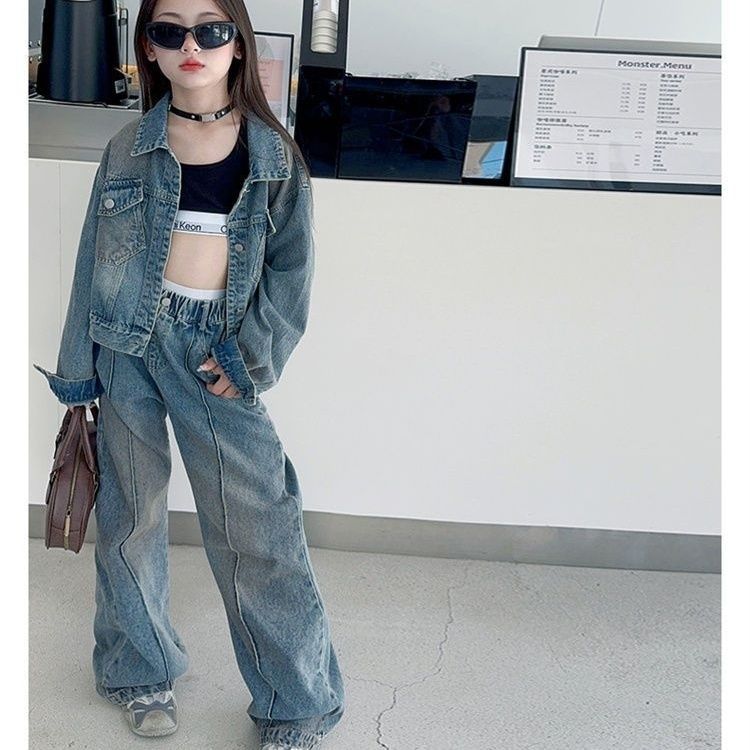 Mädchen Jeans Set Zweiteiliges Freizeitoutfit Für Den Frühling_voghion.com