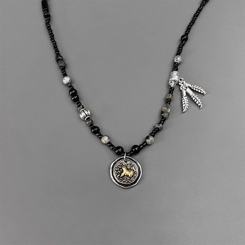 Ethnic Tibetan Amulet Pendant Necklace For Men With Beads_voghion.com