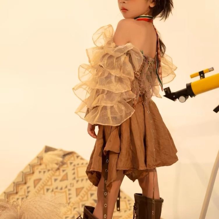 Mädchen Set Western Cowboy Punk Stil Outfit Für Kinder_voghion.com