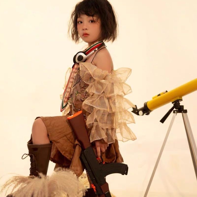 Mädchen Set Western Cowboy Punk Stil Outfit Für Kinder_voghion.com