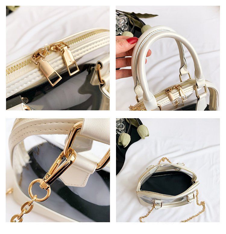 Borsa a tracolla in pvc a forma di conchiglia con catena_voghion.com