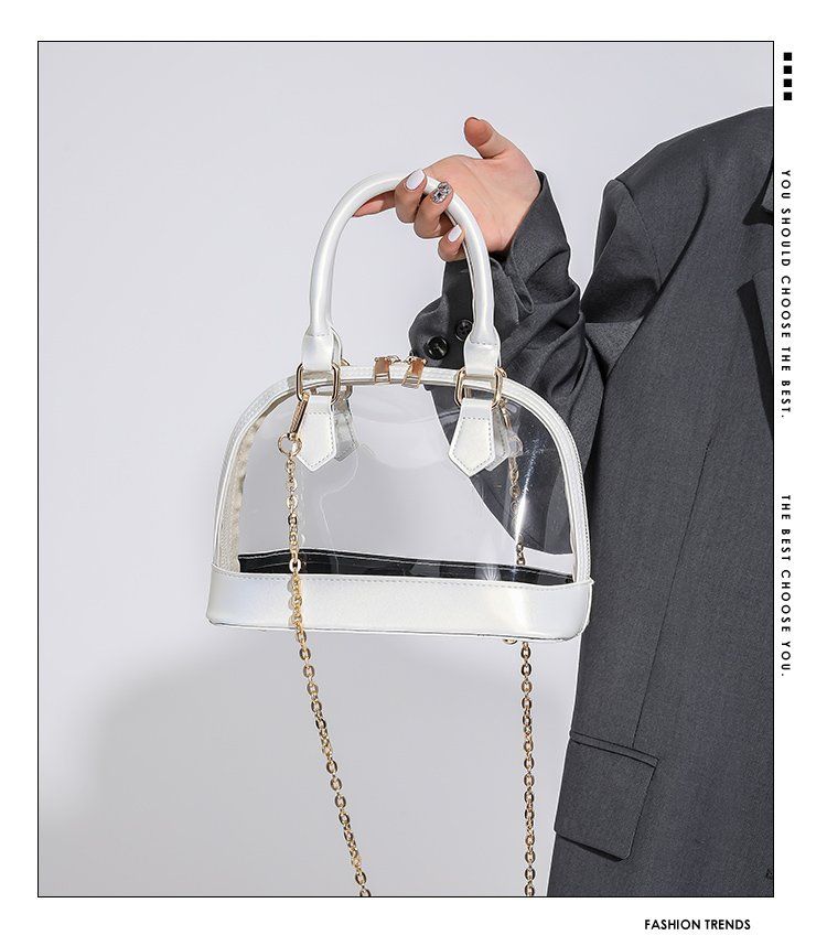 Borsa a tracolla in pvc a forma di conchiglia con catena_voghion.com