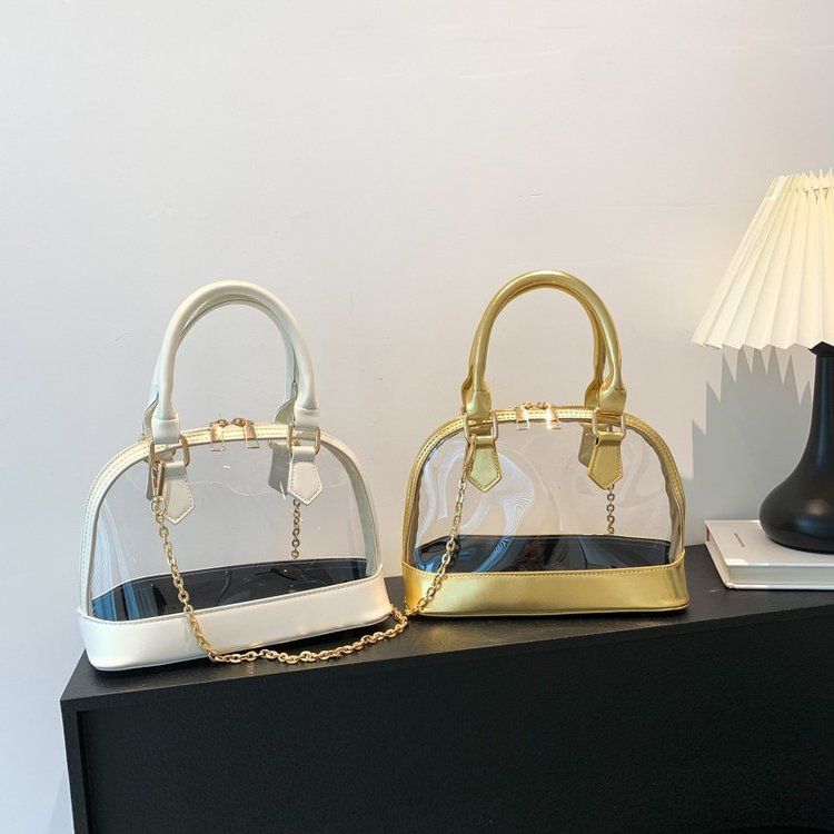 Borsa a tracolla in pvc a forma di conchiglia con catena_voghion.com