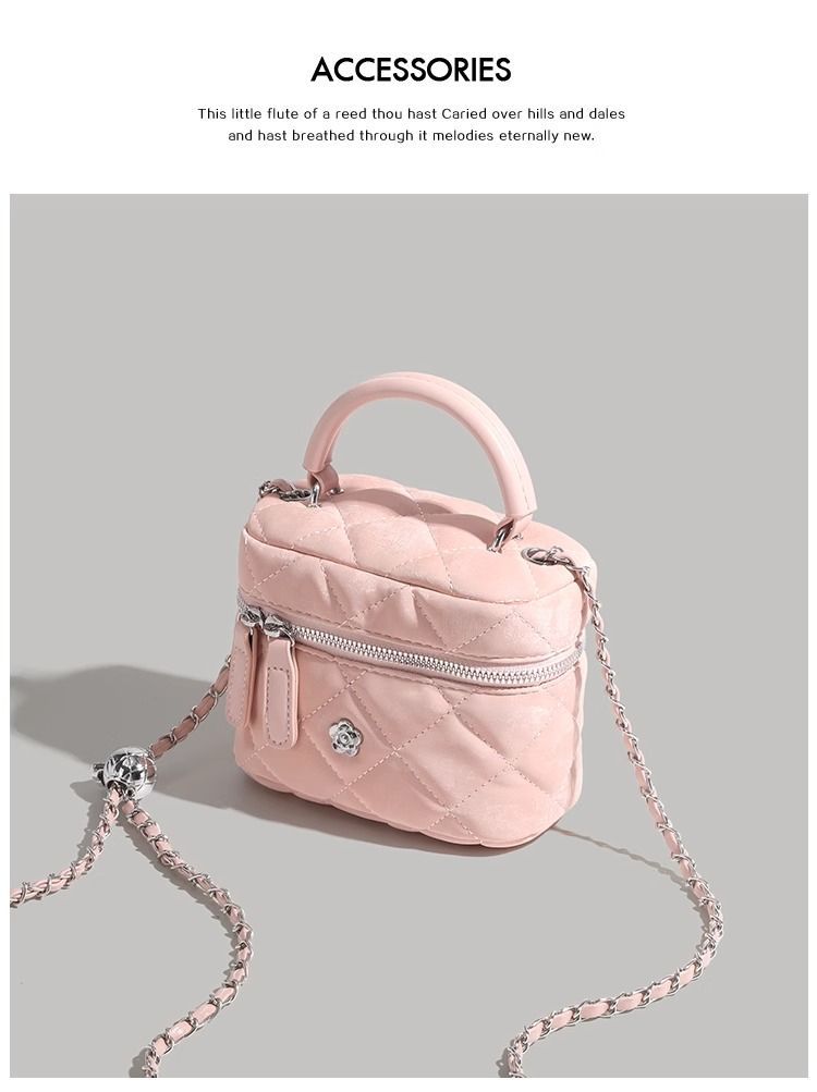 UR Camellia Ling Grid Chain pour femmes 2024 Nouvelle mode Sac à bandoulière simple polyvalent avec boîte à main_voghion.com