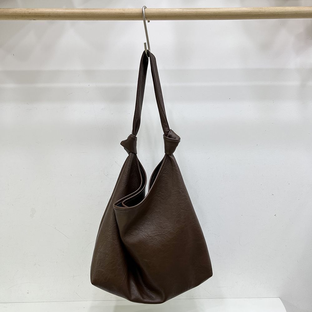 Obi Korea Large Capacity Soft Leather Underarm Commuter Versatile Handbag Simple Single Shoulder Shopping Tote Bag_voghion.com