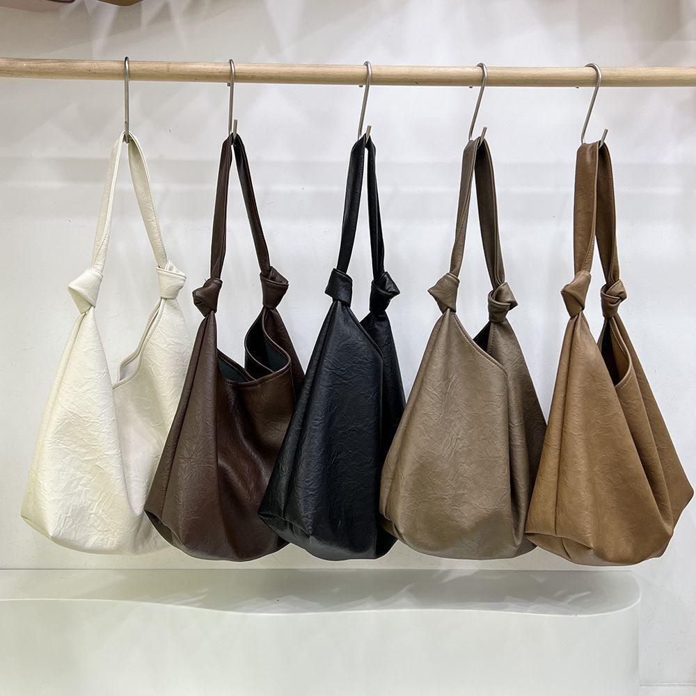 Obi Korea Large Capacity Soft Leather Underarm Commuter Versatile Handbag Simple Single Shoulder Shopping Tote Bag_voghion.com