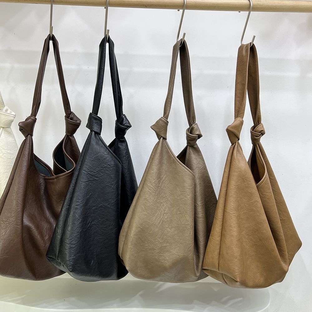 Obi Korea Large Capacity Soft Leather Underarm Commuter Versatile Handbag Simple Single Shoulder Shopping Tote Bag_voghion.com