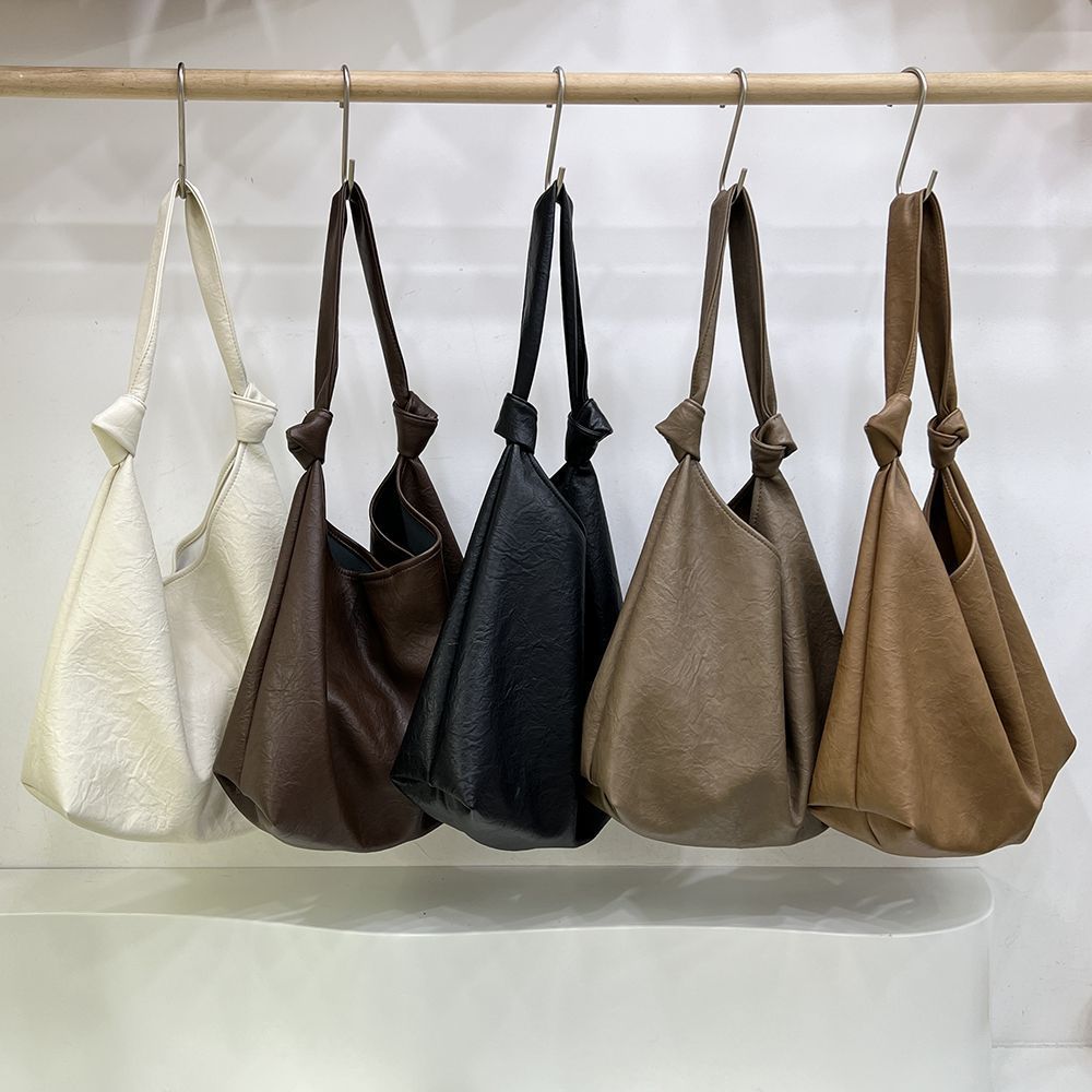 Obi Korea Large Capacity Soft Leather Underarm Commuter Versatile Handbag Simple Single Shoulder Shopping Tote Bag_voghion.com