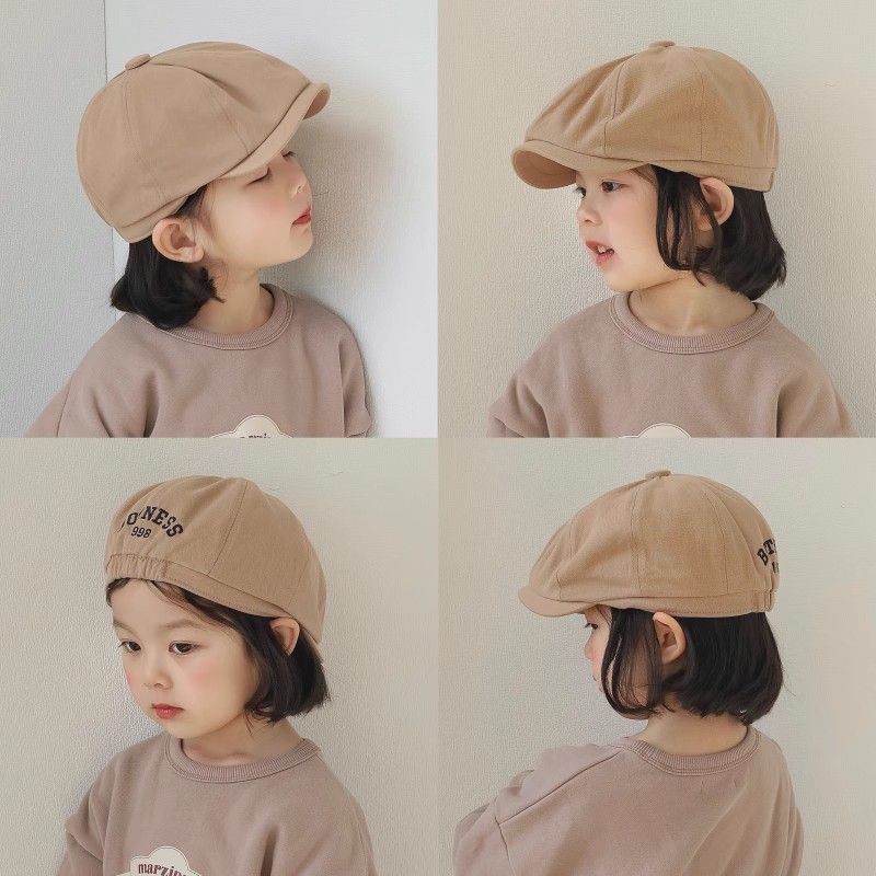 宝宝儿童帽子春秋前进贝雷帽女童男童百搭复古画家鸭舌帽