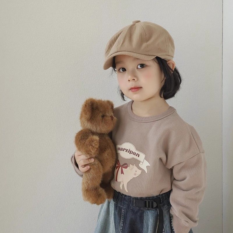 宝宝儿童帽子春秋前进贝雷帽女童男童百搭复古画家鸭舌帽