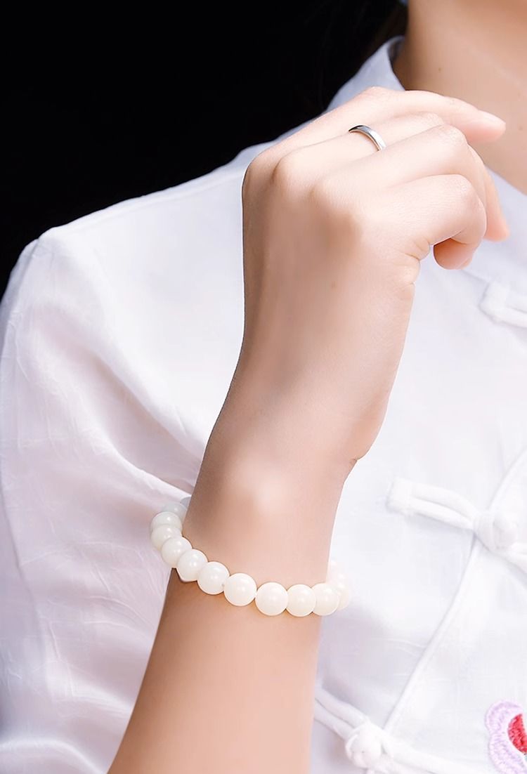 Bracciale con perle di giada bianca cristallina uomo e donna_voghion.com