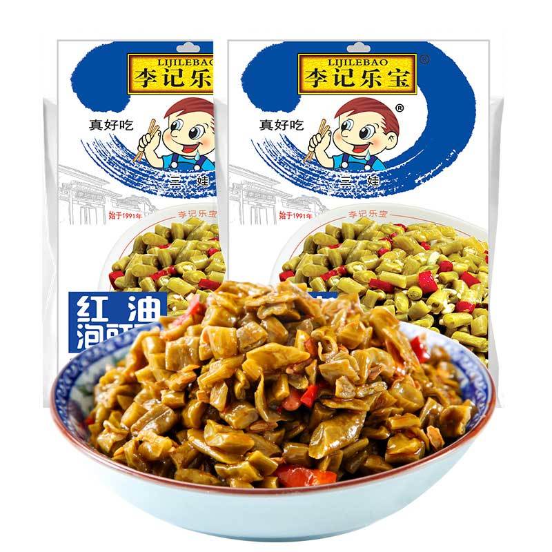 李记乐宝红油泡豇豆100gx3袋