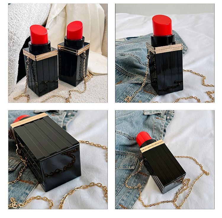 Borsa a tracolla da donna in acrilico personalizzata con rossetto creativo, alla moda, casual, per cellulare, ideale per discoteca e influencer._voghion.com