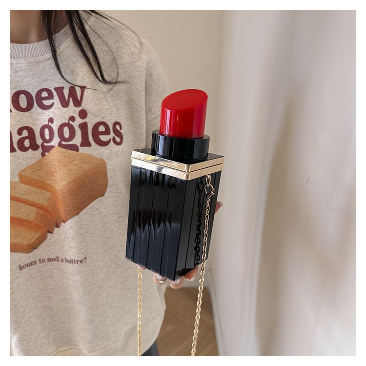 Borsa a tracolla da donna in acrilico personalizzata con rossetto creativo, alla moda, casual, per cellulare, ideale per discoteca e influencer._voghion.com