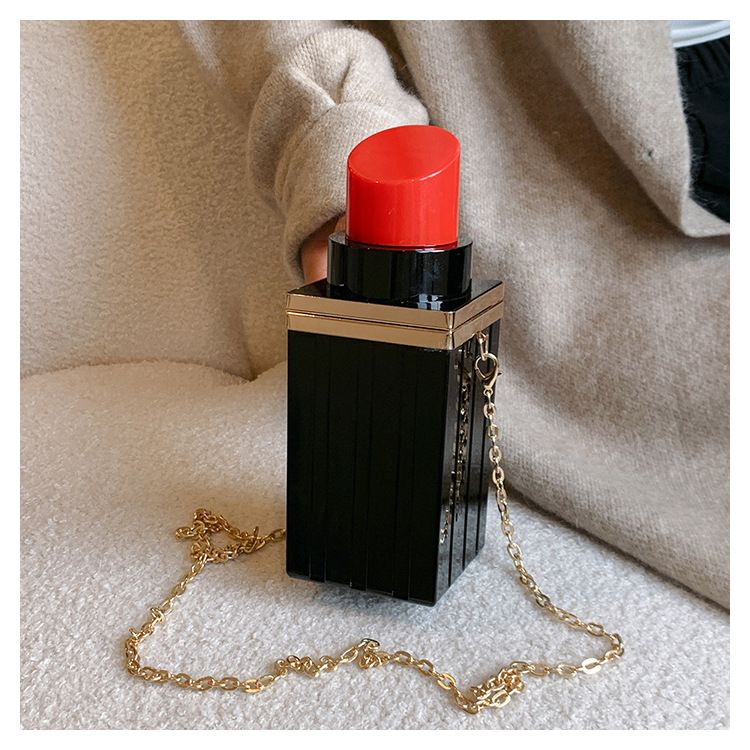 Borsa a tracolla da donna in acrilico personalizzata con rossetto creativo, alla moda, casual, per cellulare, ideale per discoteca e influencer._voghion.com