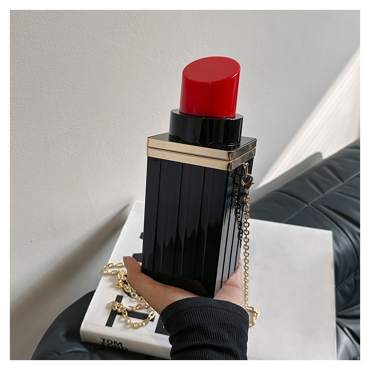 Borsa a tracolla da donna in acrilico personalizzata con rossetto creativo, alla moda, casual, per cellulare, ideale per discoteca e influencer._voghion.com