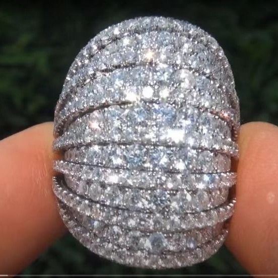 Dazzling Luxurious Heavy-Crafted Gemstone With Full Diamond Inlay, European And American Style Fashionable Exaggerated_voghion.com