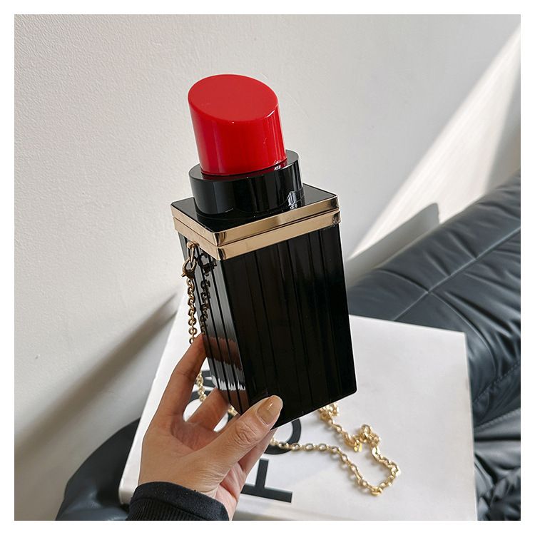 Borsa a tracolla da donna in acrilico personalizzata con rossetto creativo, alla moda, casual, per cellulare, ideale per discoteca e influencer._voghion.com