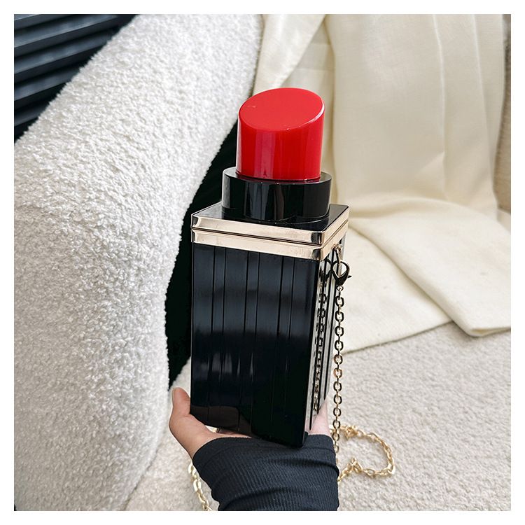 Borsa a tracolla da donna in acrilico personalizzata con rossetto creativo, alla moda, casual, per cellulare, ideale per discoteca e influencer._voghion.com