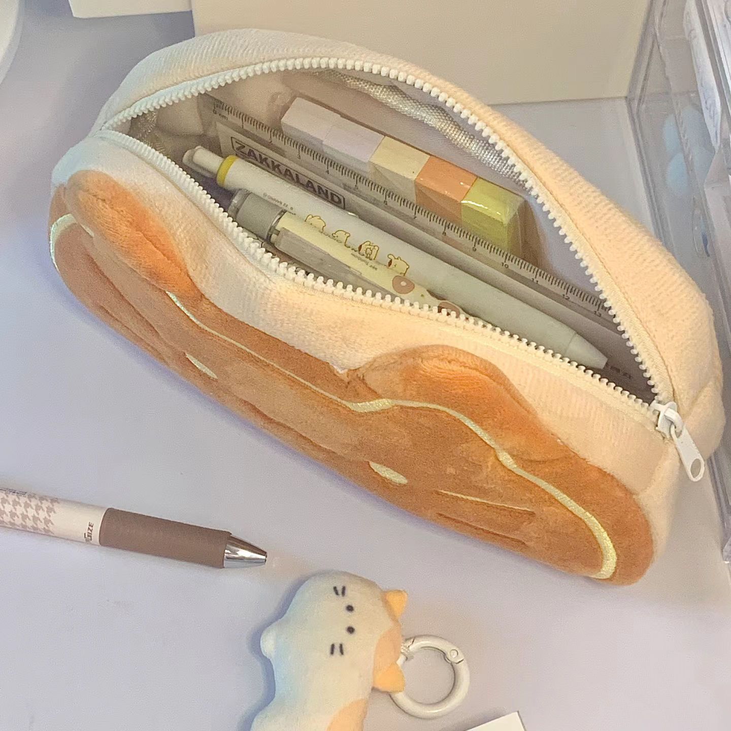 New Cute Cat Makeup And Pencil Case For Students, High Aesthetic Stationery Box, Large Capacity Storage Bag_voghion.com