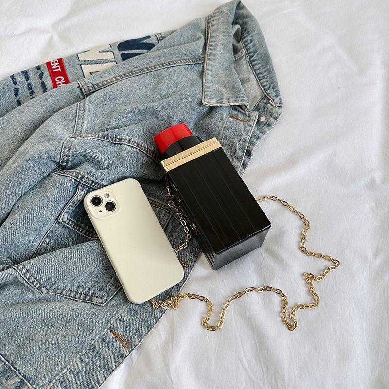 Borsa a tracolla da donna in acrilico personalizzata con rossetto creativo, alla moda, casual, per cellulare, ideale per discoteca e influencer._voghion.com