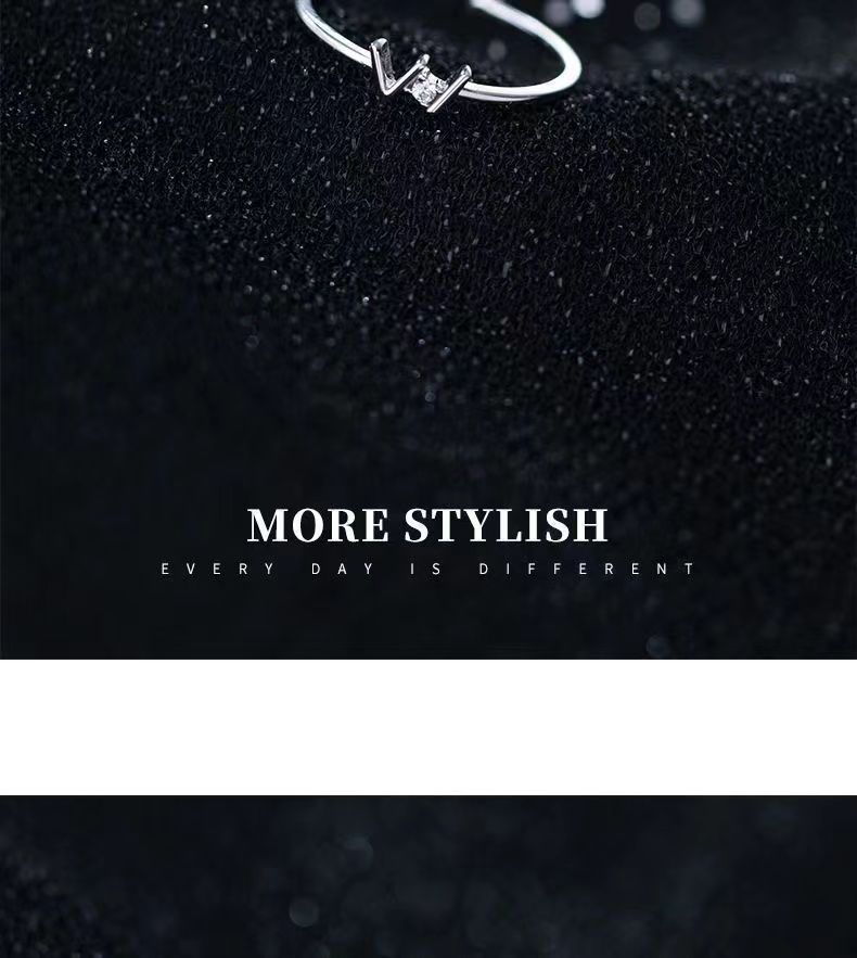 Anello in argento con lettera W per donna, design di nicchia, stile Ins, minimalista, sensazione di alta qualità, anello aperto per indice, lusso leggero_voghion.com