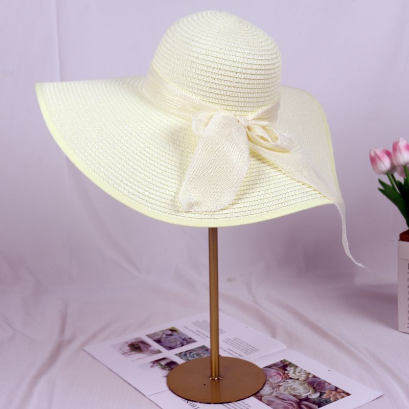 可折叠大沿草编帽子女夏海边度假防晒沙滩帽大帽檐遮阳太阳帽草帽
