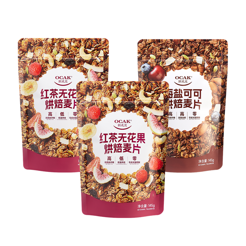 145克欧扎克红茶无花果烘焙麦片*2+145克欧扎克海盐可可烘焙麦片