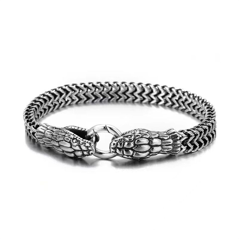 Bracciale in acciaio al titanio per uomo, design retrò di tendenza, serpente di nicchia, moda dominante, gioielli da polso da uomo raffinati_voghion.com