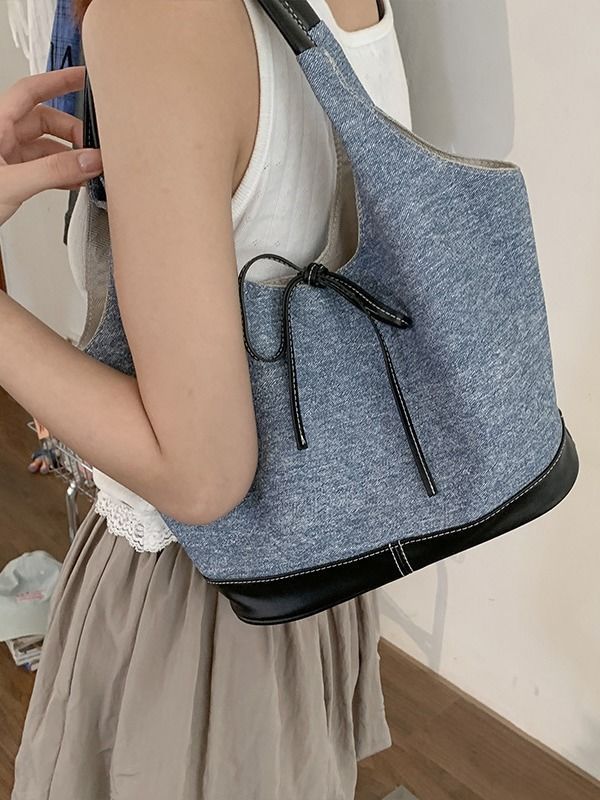 CHARHP&KEJNT Koreaanse niche splicing tote bag voor vrouwen nieuwe woon-werkverkeer enkele schouder oksel_voghion.com