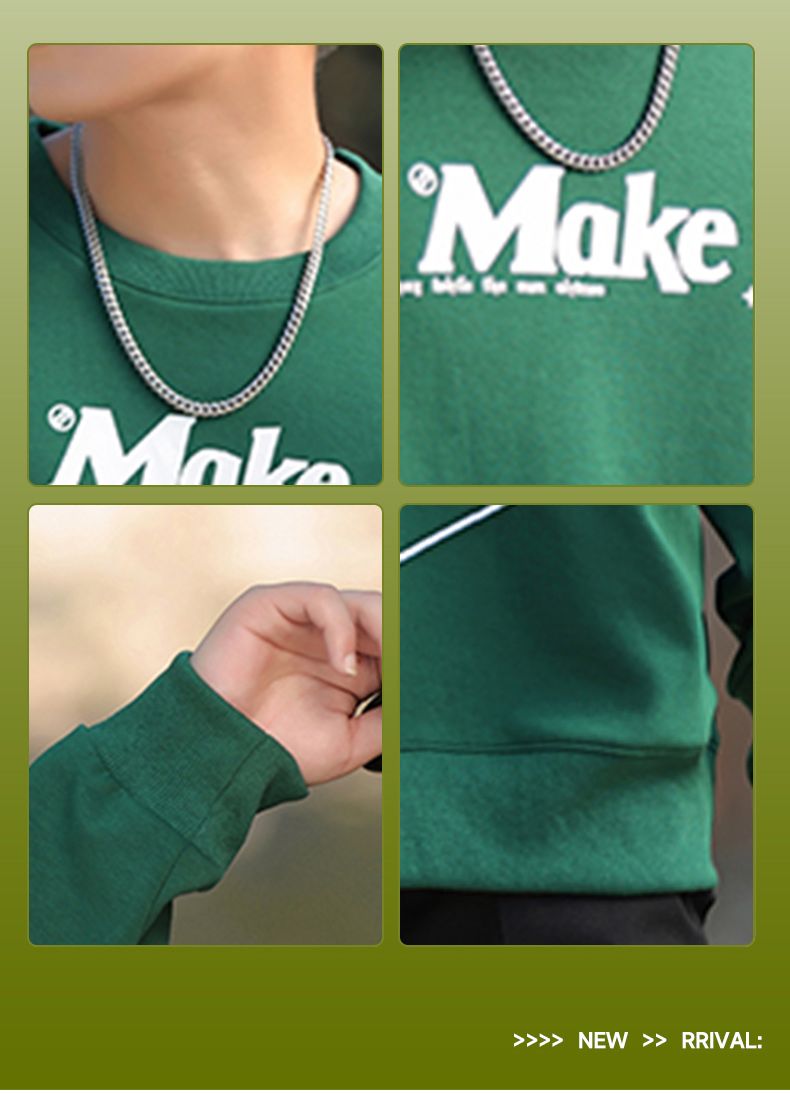 New Spring And Autumn Sweater Crew Neck Korean Version Casual Trend Outer Wear Loose Long-sleeved New Boys Bottoming Shirt Top_viptrois.com