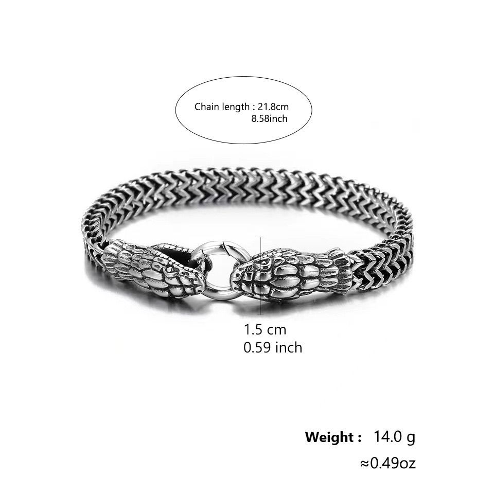Bracciale in acciaio al titanio per uomo, design retrò di tendenza, serpente di nicchia, moda dominante, gioielli da polso da uomo raffinati_voghion.com