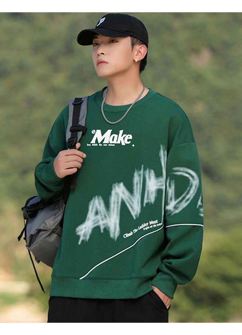 New Spring And Autumn Sweater Crew Neck Korean Version Casual Trend Outer Wear Loose Long-sleeved New Boys Bottoming Shirt Top_viptrois.com