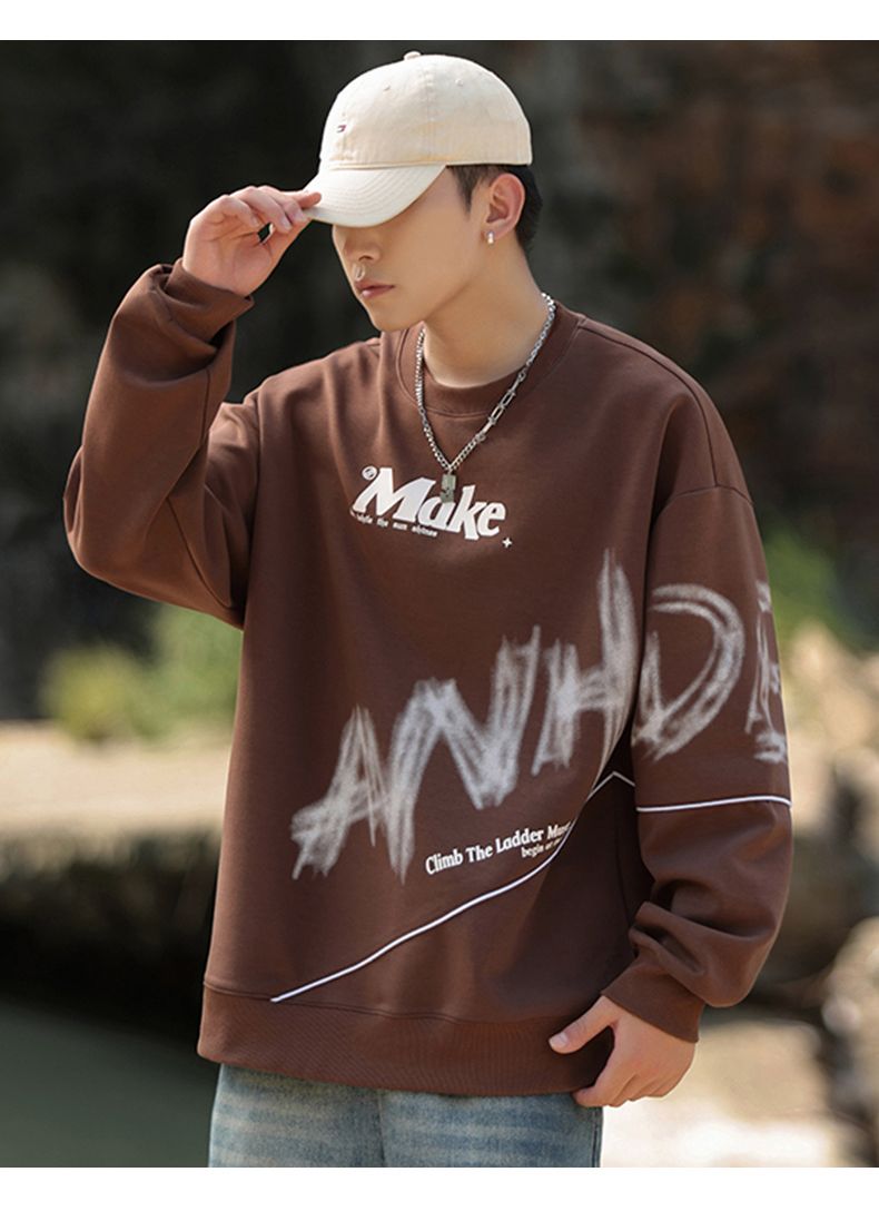 New Spring And Autumn Sweater Crew Neck Korean Version Casual Trend Outer Wear Loose Long-sleeved New Boys Bottoming Shirt Top_viptrois.com