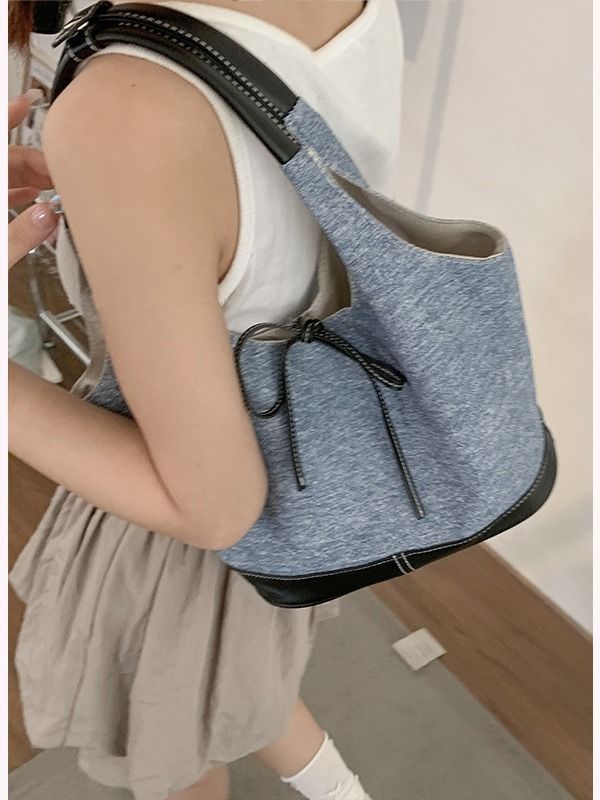 CHARHP&KEJNT Koreaanse niche splicing tote bag voor vrouwen nieuwe woon-werkverkeer enkele schouder oksel_voghion.com