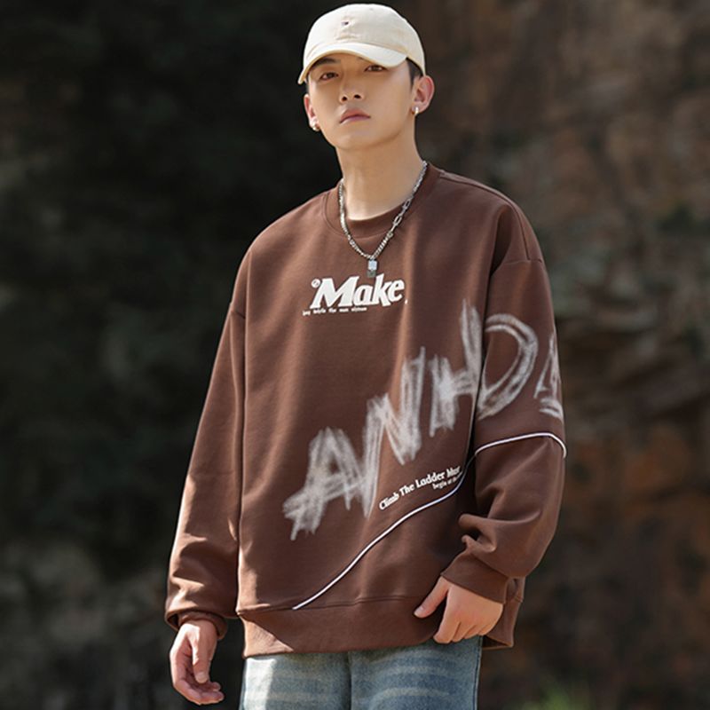 New Spring And Autumn Sweater Crew Neck Korean Version Casual Trend Outer Wear Loose Long-sleeved New Boys Bottoming Shirt Top_viptrois.com