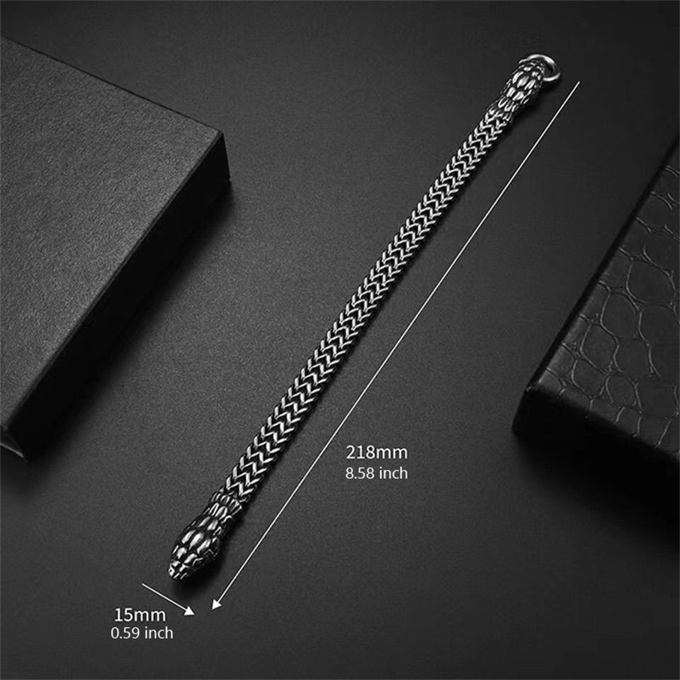 Bracciale in acciaio al titanio per uomo, design retrò di tendenza, serpente di nicchia, moda dominante, gioielli da polso da uomo raffinati_voghion.com