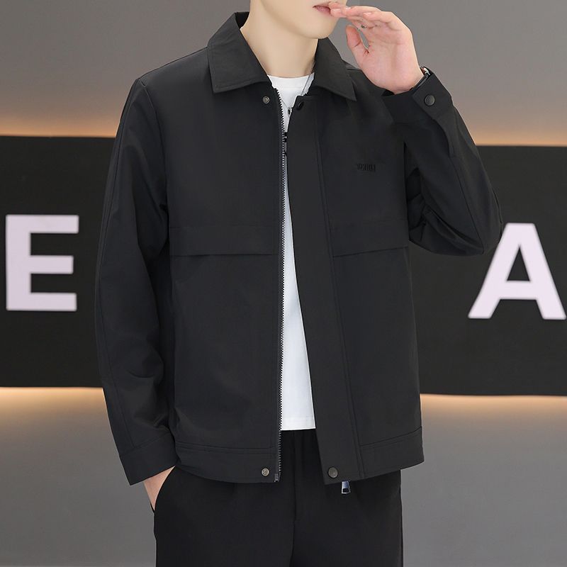 2024新款男士翻领夹克春秋季宽松时尚休闲潮流上衣帅气行政外套潮