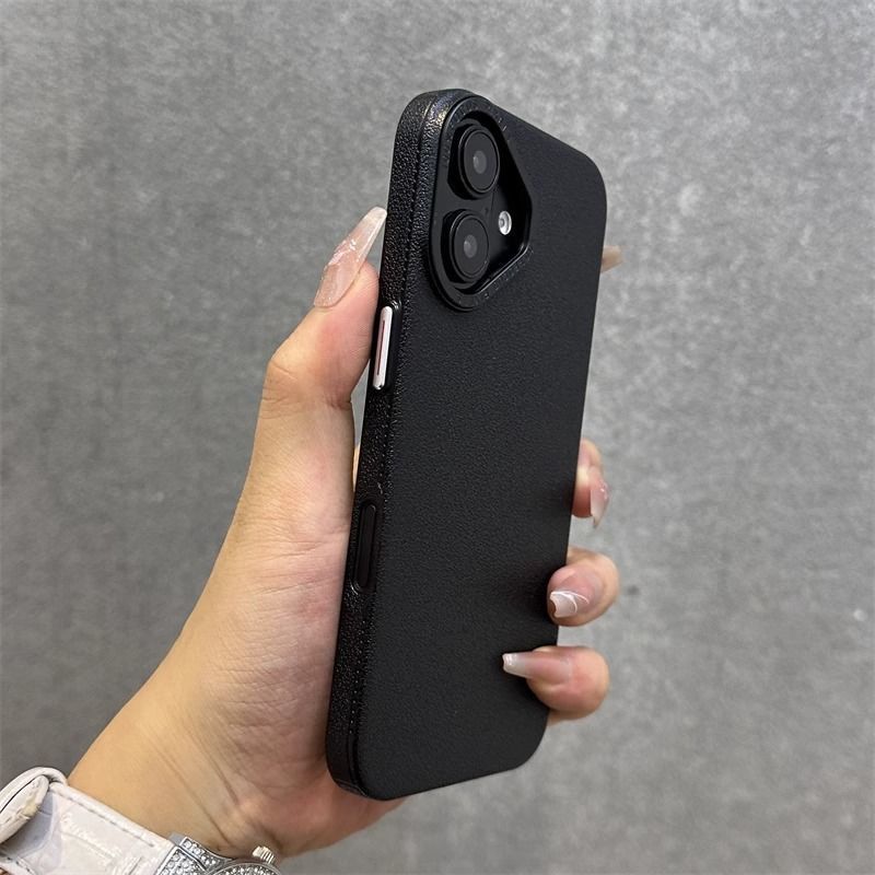Advanced lychee pattern hard shell suitable for App le 16 phone case, 15promax new model, 13 large holes, 14 simple_voghion.com