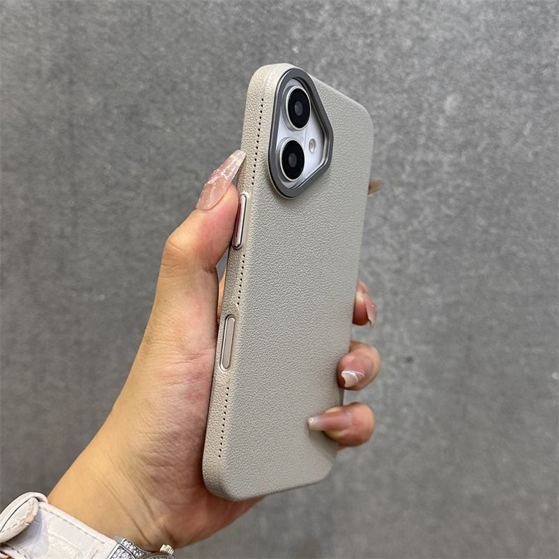 Advanced lychee pattern hard shell suitable for App le 16 phone case, 15promax new model, 13 large holes, 14 simple_voghion.com