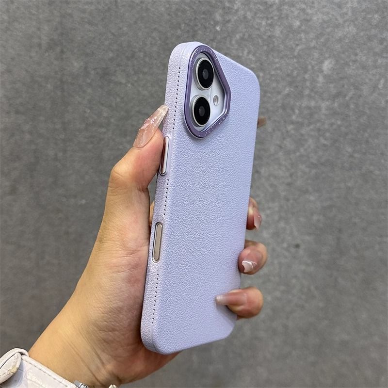 Advanced lychee pattern hard shell suitable for App le 16 phone case, 15promax new model, 13 large holes, 14 simple_voghion.com