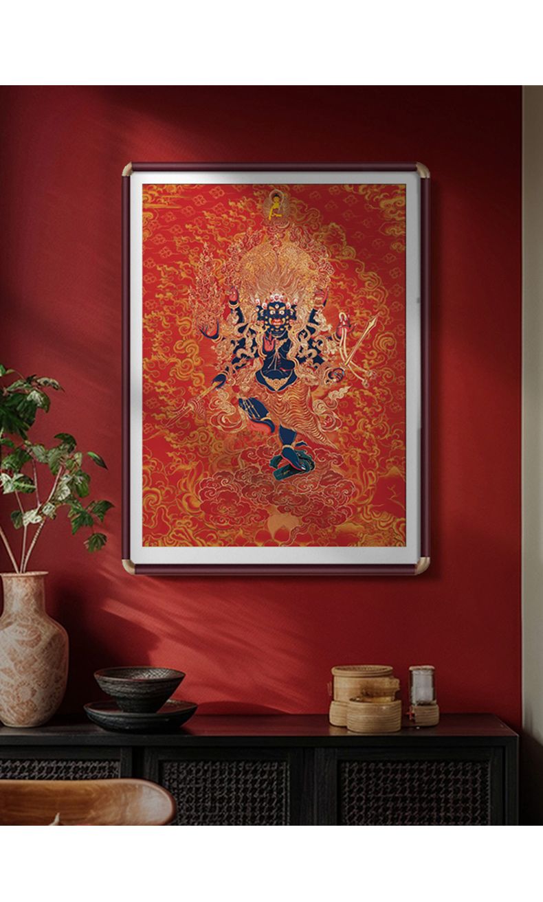 秽迹金刚唐卡挂画西藏手绘复刻壁画佛堂护法神佛像释迦牟尼装饰画 detail 4