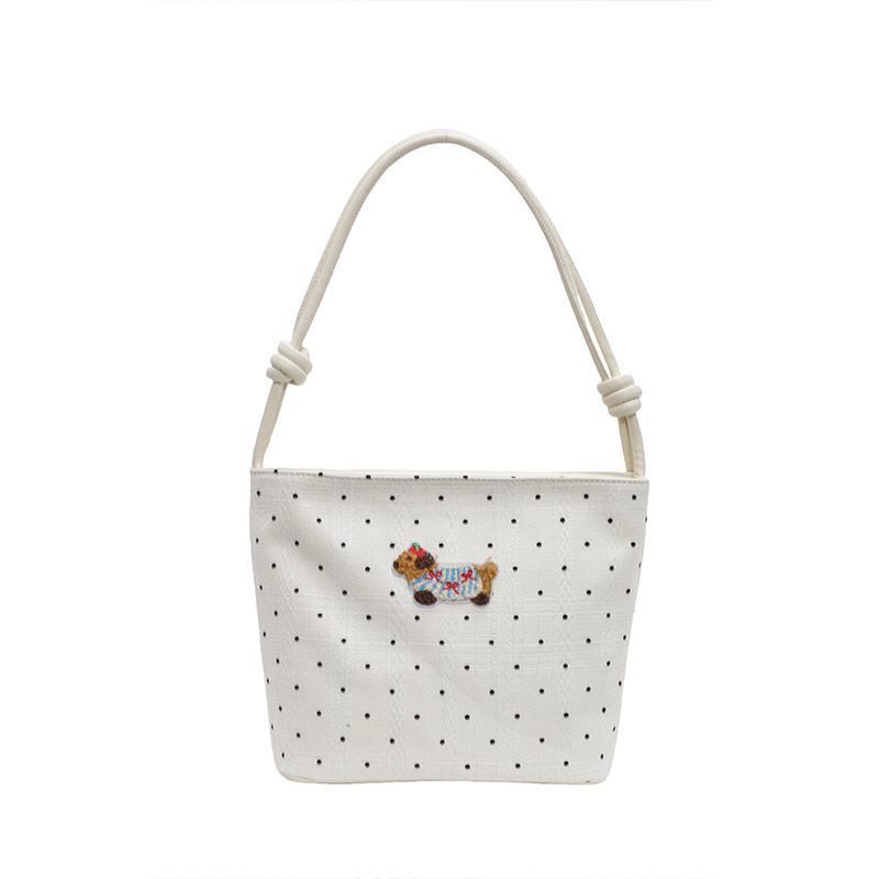 Borsa a secchiello con texture alla moda semplice e versatile in stile western con pois di nicchia, nuova e popolare del 2024 di Amy Rabbit da donna_voghion.com